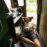 Mr Leng Savath, 56, the freight train driver in Cambodia. He sometimes gets to drive the train only once a month. -- CAROLINE CHIA/THE STRAITS TIMES 